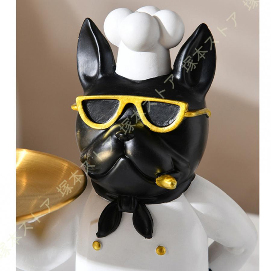 玄関収納 皿を捧げる犬 キー収納 鍵置き ブルドッグ 卓上置物 収納