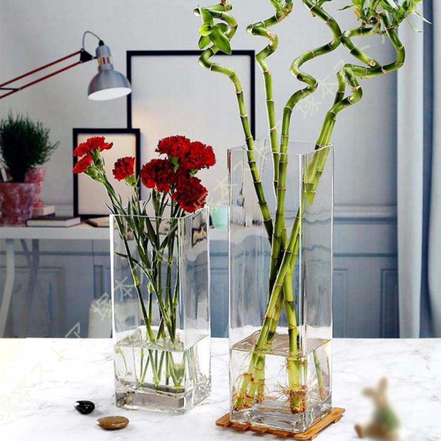 フラワーベース 花瓶 ガラス スクエア 大きな 北欧 シンプル 花器 透明