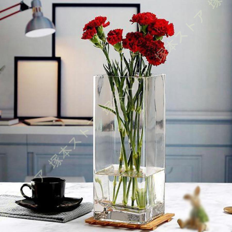 フラワーベース 花瓶 ガラス スクエア 大きな 北欧 シンプル 花器 透明