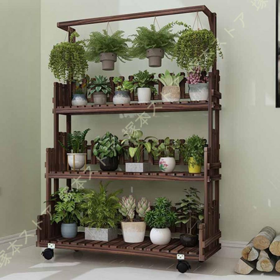 フラワースタンド 木製 3段 観葉植物 ガーデニング 棚 プランター