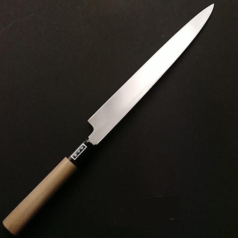 堺宏之作 白鋼 霞仕上げ 水牛桂柄 柳刃包丁 240mm(8寸)（刺身包丁