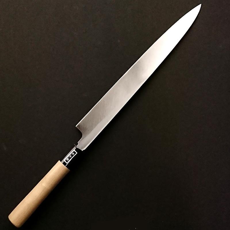 堺宏之作 白鋼 霞仕上げ 水牛桂柄 柳刃包丁 270mm(9寸)（刺身包丁