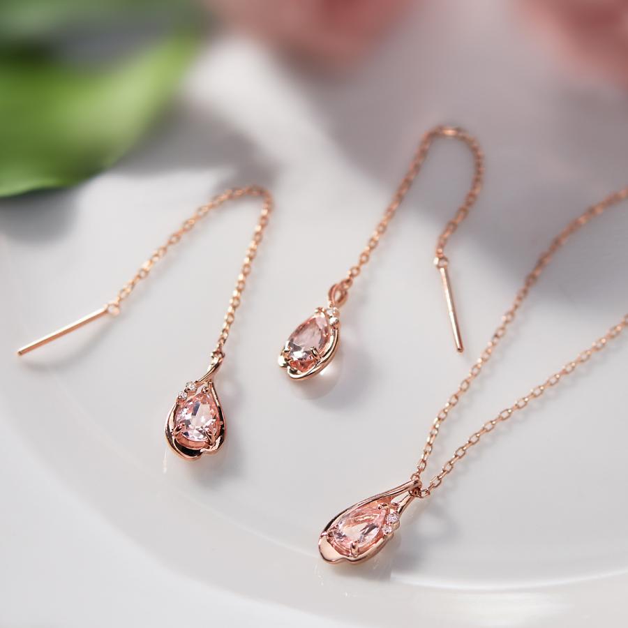 ジュエリーツツミ K10ピンクゴールドモルガナイトネックレス