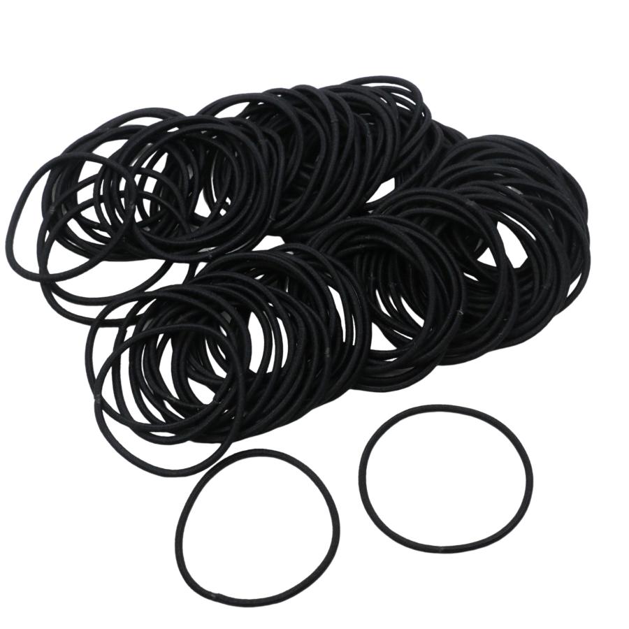 ヘアゴム 100本 セット 太さ2mm 直径4cm ブラック 髪留め リングゴム