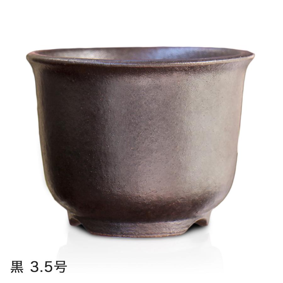 盆栽鉢 尻丸 3号クラス 四日市萬古焼 金彩 黒 赤吹 黒吹 金吹 5色 3.5