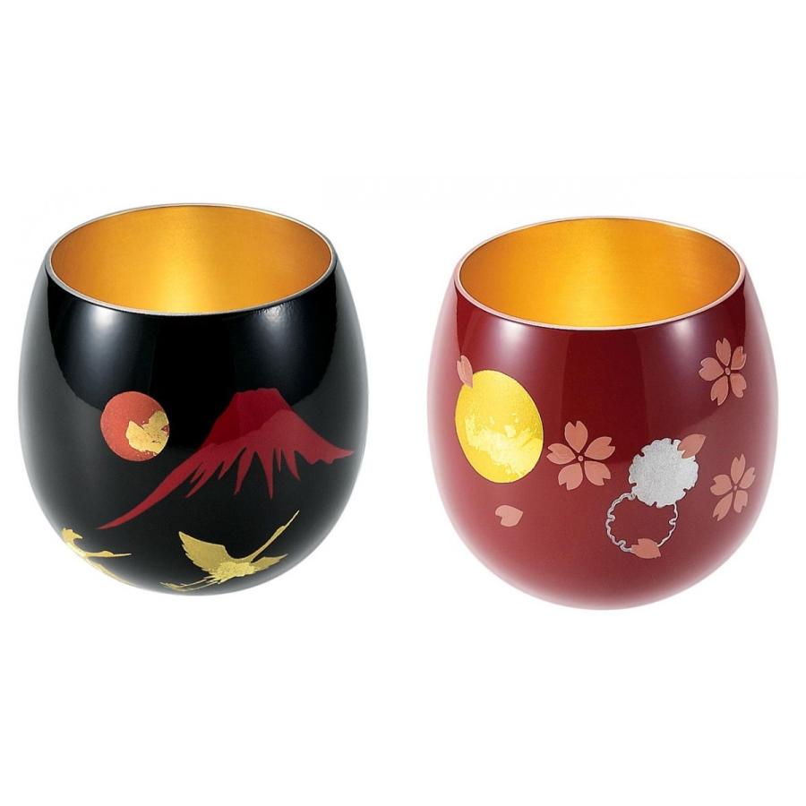 漆磨〜円madoka〜お猪口2Pセット（赤富士に鶴＆雪月花） SCS-OK1001