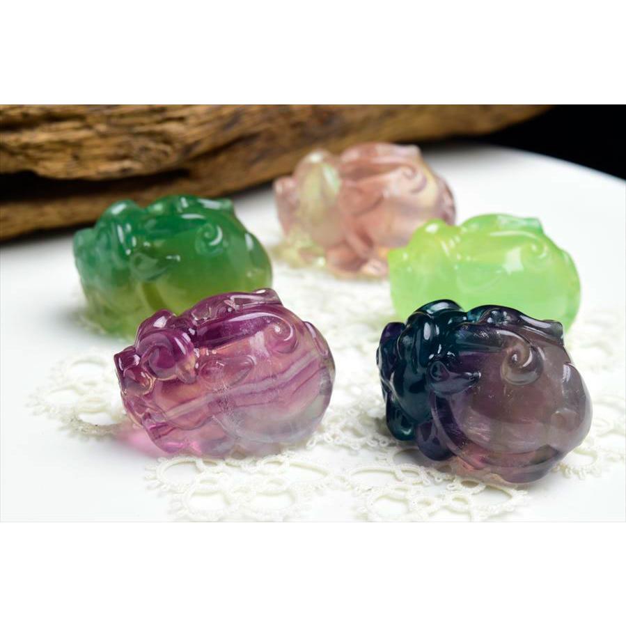 正財運 フローライト 蛍石 龍亀 ロングイ彫刻 置物 種類お任せ(販売