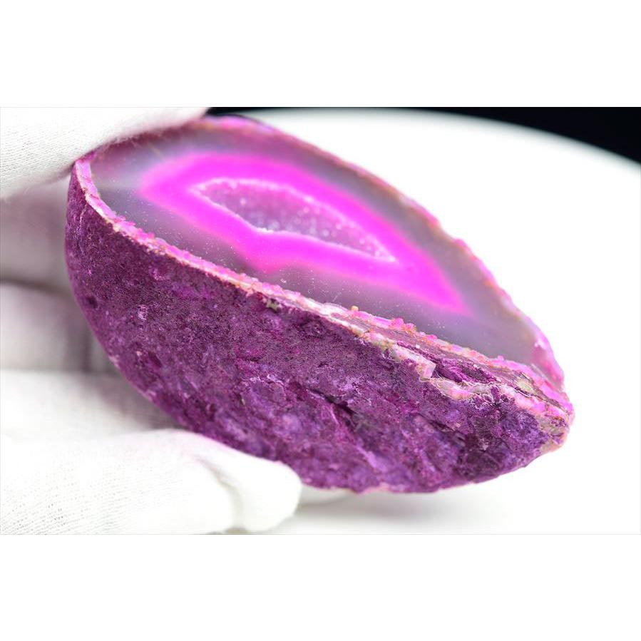 アゲート カラー ピンク (約190.7g) ジオード 晶洞 ブラジル産アゲート