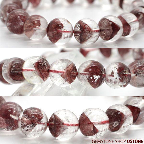 レッドファントムクオーツ SA 11mm ラウンド ブレスレット ブラジル産