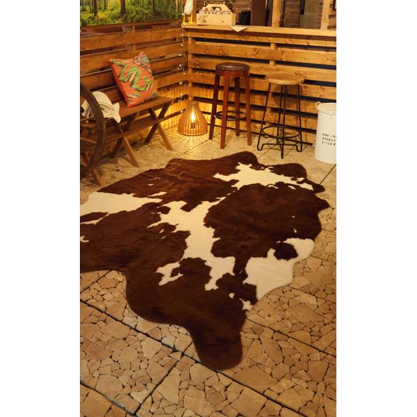東谷 ラグ 牛柄 ウシ うし カウ cow 黒 ブラック 茶色 ブラウン