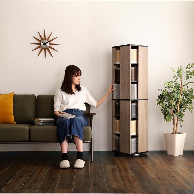 本棚 回転式 ブックラック 6段 スリム 省スペース おしゃれ