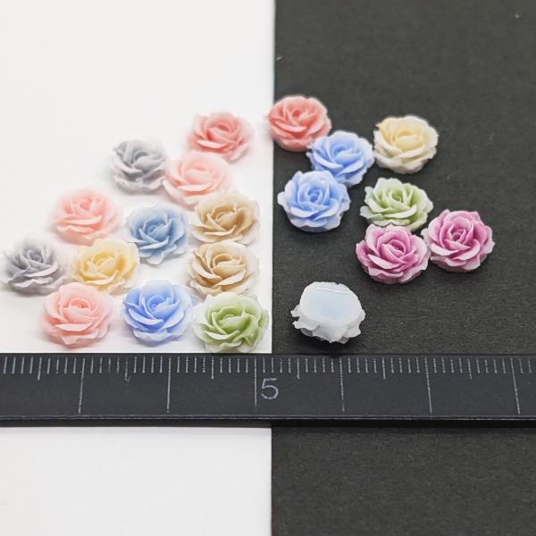 蓄光デコパーツ 貼り付け 薔薇 バラ 9mm 蓄光ランダム ミックスカラー