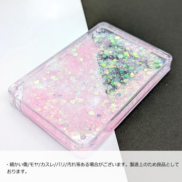 アクリルプレート ピンク 1個 アクリルボード 通し穴付き ラメの液体