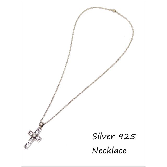 シルバーネックレス メキシカンクロス ペンダント スタンプワーク