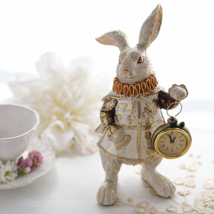 時計 オブジェ ワンダーランドラビットクロック アンティーク 不思議の