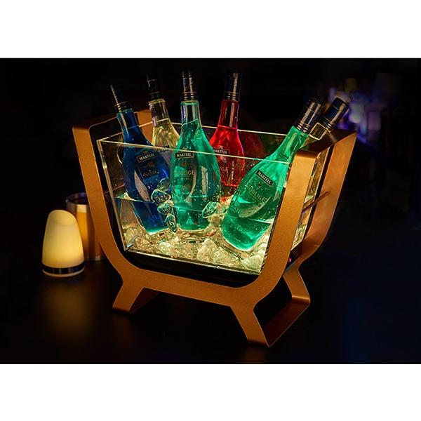 光る ワインクーラー 大型 長方形 台座付 充電 アクリル シャンパン