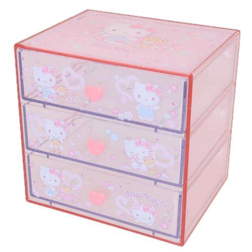 卓上収納 3段チェスト ハローキティ サンリオ ケイカンパニー 小物入れ
