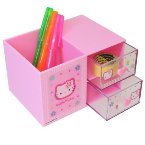 ペンスタンド付きプラチェスト 卓上収納 ハローキティ カオハナ
