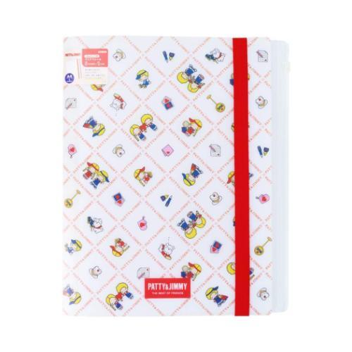 ゴムバンド付クリアファイル 5ポケット ファスナーケース付き A4