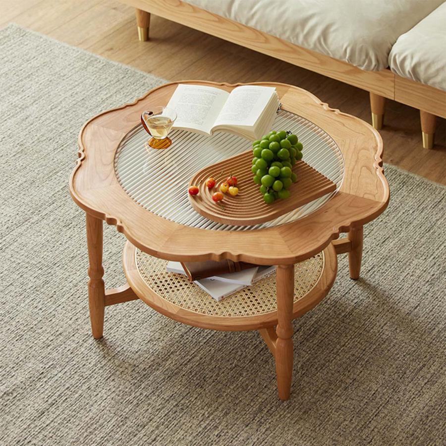 大] VeroMan ラタン編みサイドテーブル ローテーブル テーブル セット