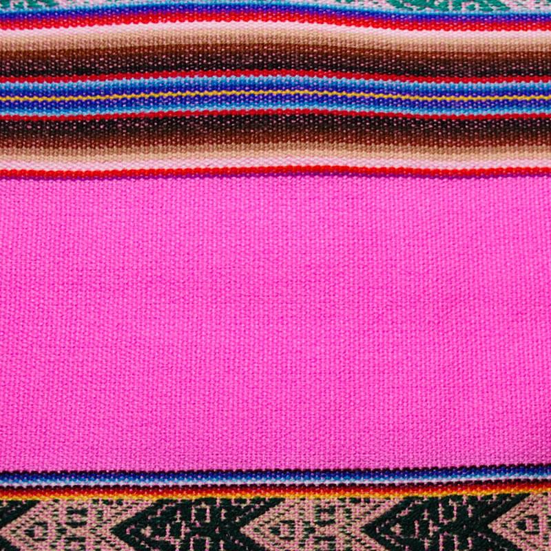 アワイヨ柄布のアンデス織物】【大サイズ】【ピンク色】南米ペルーの