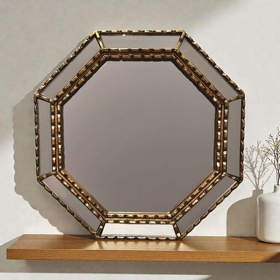 八角ミラー 壁掛け オクト ウォールデコ 鏡 おしゃれ ロココ
