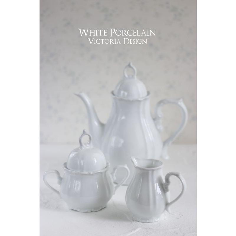ポーセラーツ 白磁 ティーセット トレス (ポット、クリーマー