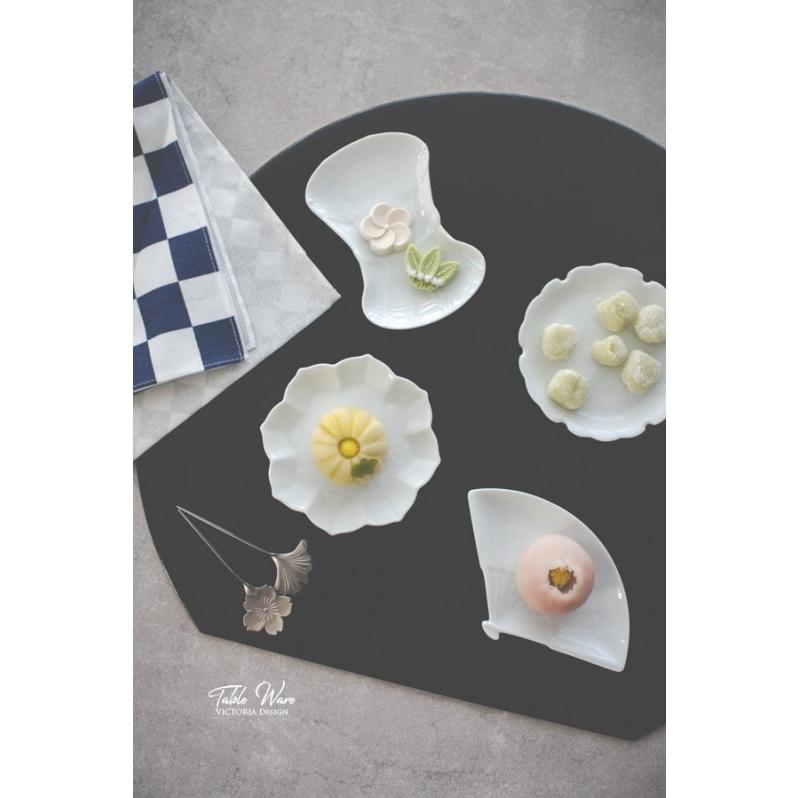 ポーセラーツ 白磁 食器 北欧風 扇型プレート 和小皿シリーズ