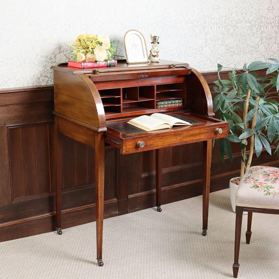 ロールトップ・ライティングデスク 英国 アンティーク マホガニー材