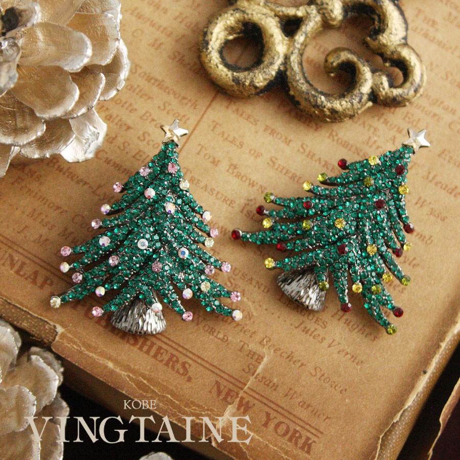 ヴァンテーヌ ブローチ クリスマスツリー ミニ カラフル X'mas