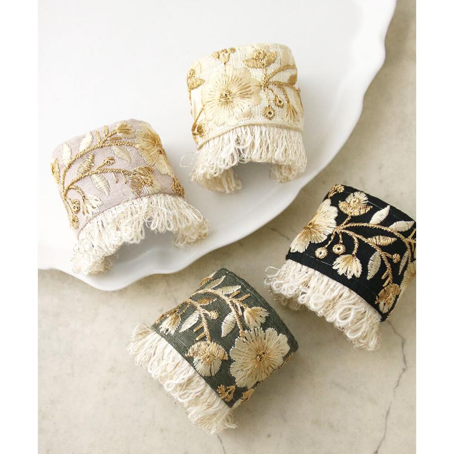 ヴァンテーヌ SALE ポニーフック ヘアカフ ヘアフック フリンジ 刺繍