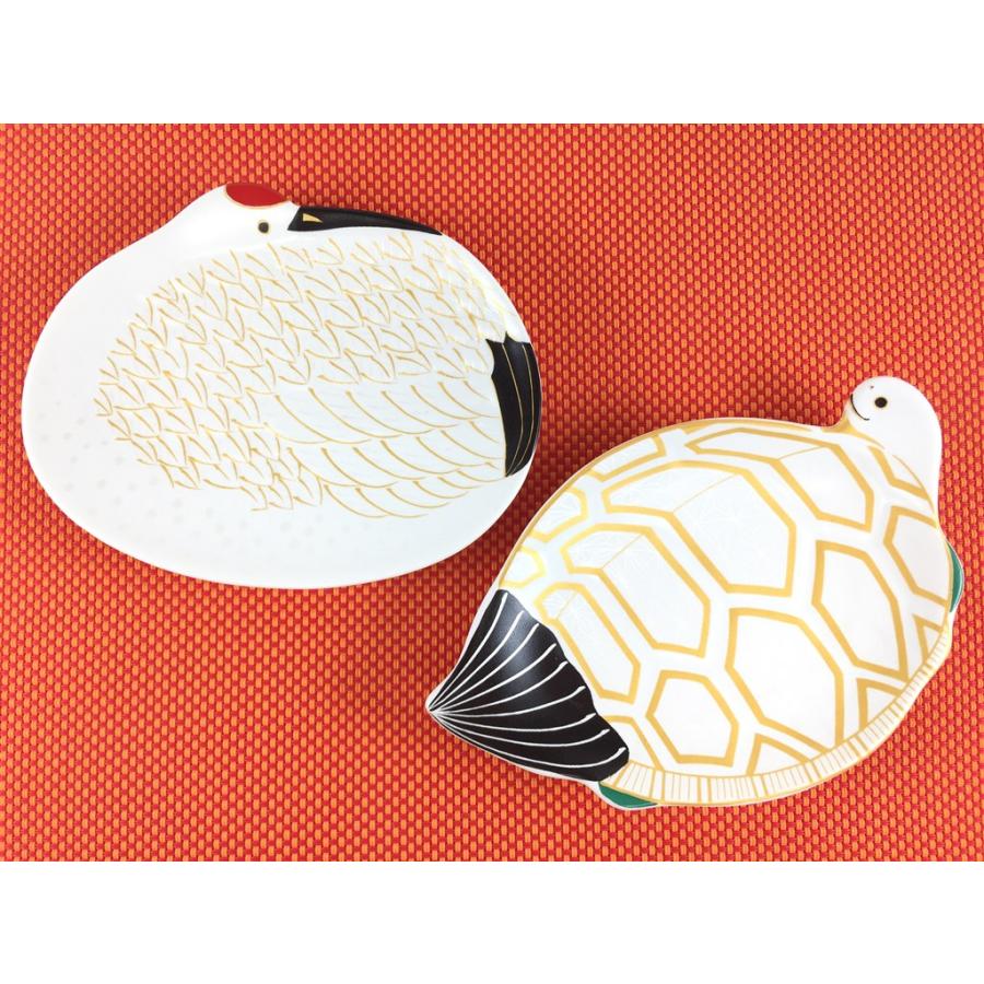 有田焼 幸楽窯 銘々皿 ( 錦雪衣金羽根鶴形 / 錦雪衣菱模様亀形