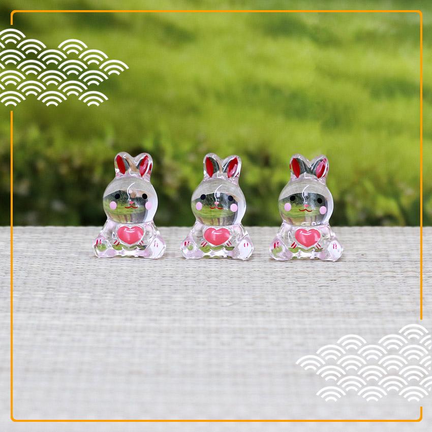 大阪長生堂 うさぎ ウサギ 兎 卯 置物 ガラス製 クリスタルうさぎ