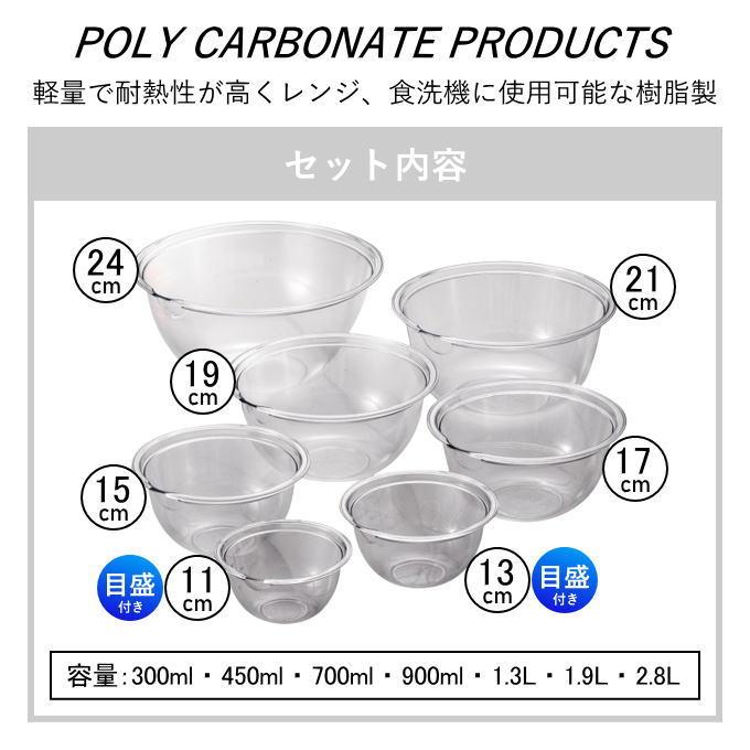 プラスチック 透明 ボウル セット 軽量 耐熱 電子レンジ 食洗機 日本製