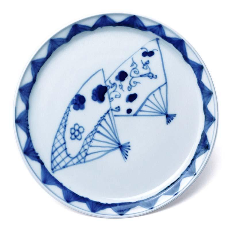 九谷焼：染付扇面図皿・正木春蔵《小皿・14.4cm》 : 和食器の愉しみ