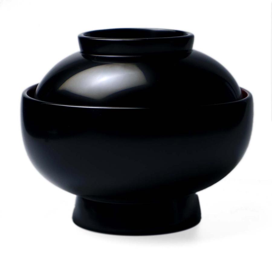 漆器・輪島塗：無地黒内朱蓋付大椀・奥田志郎《汁椀・雑煮椀・300ml
