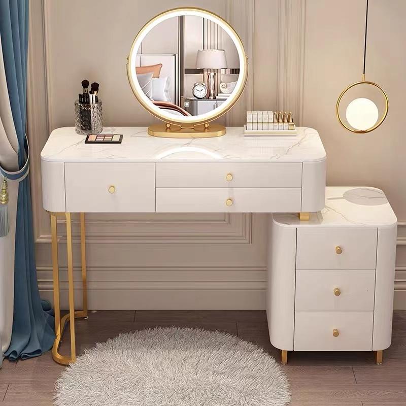 吉冨製品ドレッサー 姫系大理石調天板 LEDライト鏡 チェア選択沢山