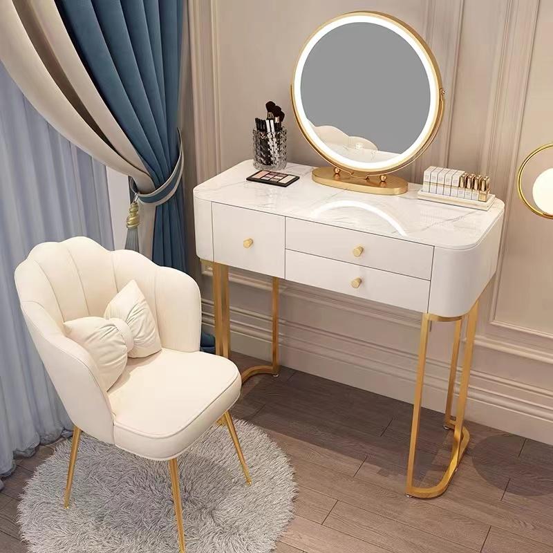 吉冨製品ドレッサー 姫系大理石調天板 LEDライト鏡 チェア選択沢山
