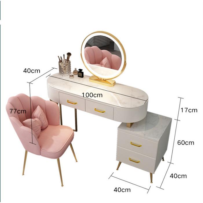 大理石調強化ガラス天板ドレッサー 化粧台 鏡台メイク台 姫デスク
