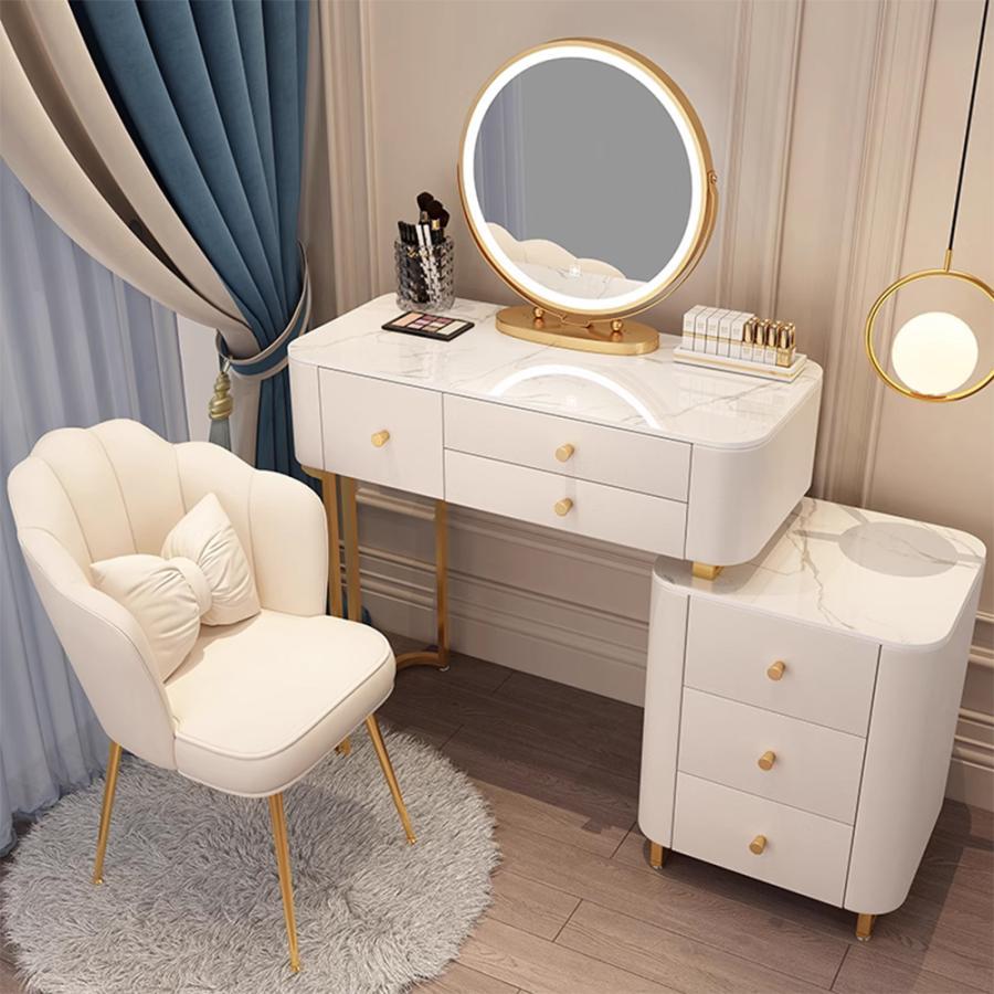 LEDライト付 ドレッサー スツール 女優 ミラー 鏡 テーブル 鏡台 椅子