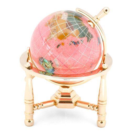 地球儀 天然石 インテリア 猫脚 縁起物 置物 天然石 地球儀 方位磁石