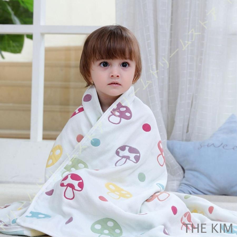 バスタオル 大判 キャラクター キノコ柄 リバーシブル ガーゼケット 6