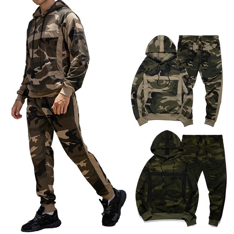 メンズ スウェット上下セット ジャージ 上下 迷彩柄 パーカー+ジョガー