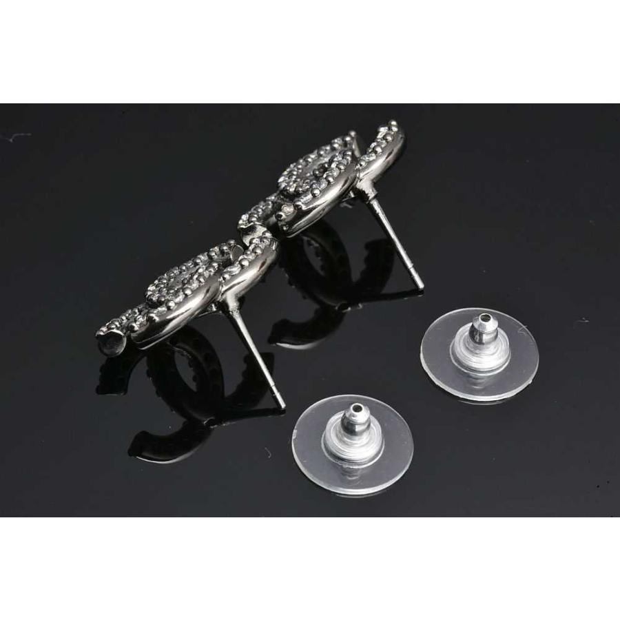 CHANEL（シャネル） ココマーク ラインストーン ピアス ガンメタル