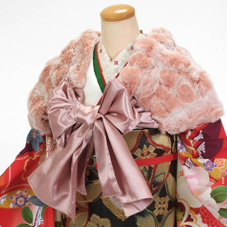 ショール 成人式 振袖 ドレス ストール サテンリボン ラビットファー