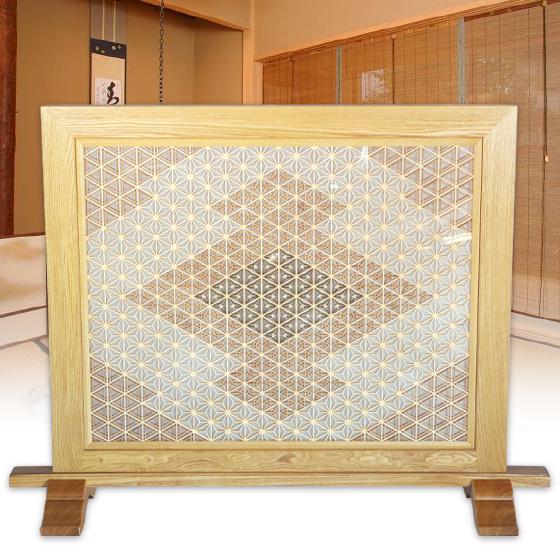 組子衝立 極 1連 ついたて パーテーション つい立て 和家具 木製 木