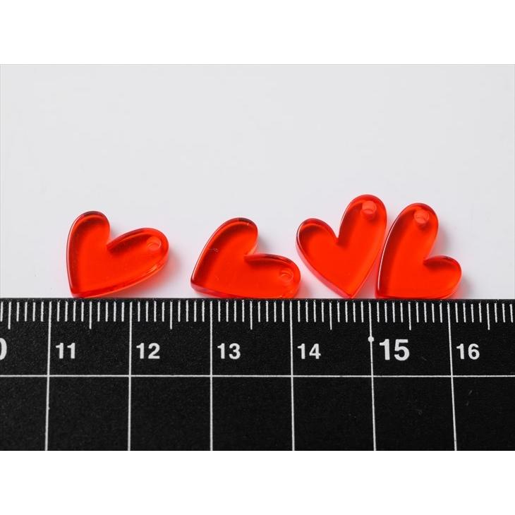 チャーム クリア ハート アクセサリー パーツ レッド 13.5mm 4個