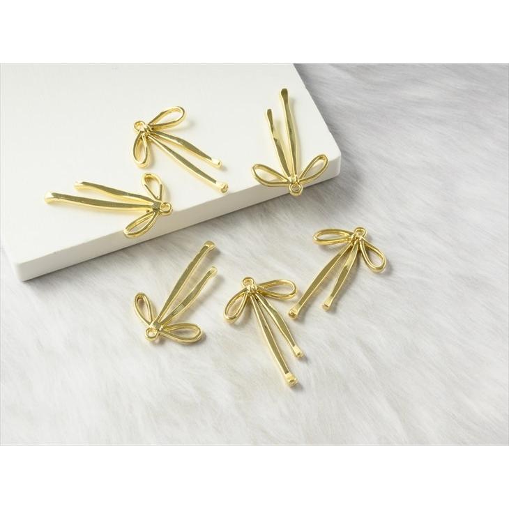 チャーム ニッケルフリー 紐リボン カン付 アクセサリー パーツ