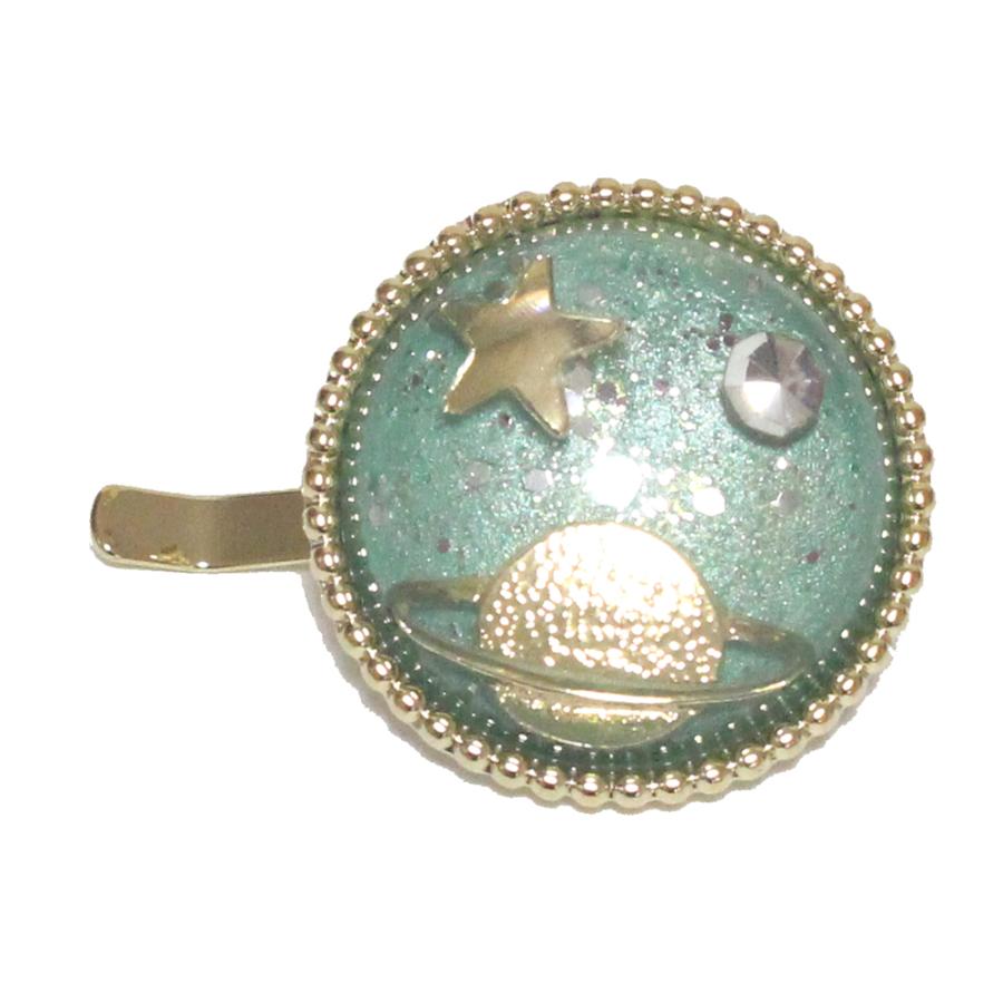 ゆうパケット送料250円】ポニーフック/土星 惑星 宇宙 星 ラメ入り