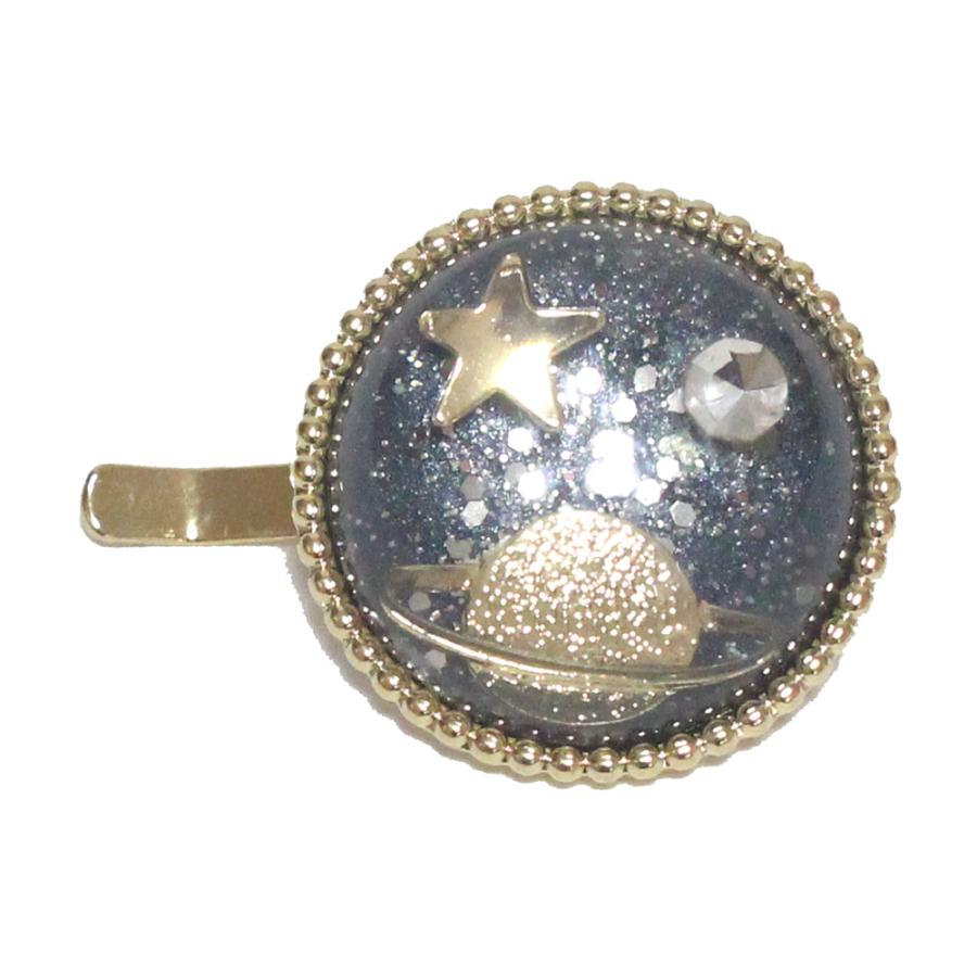 ゆうパケット送料250円】ポニーフック/土星 惑星 宇宙 星 ラメ入り